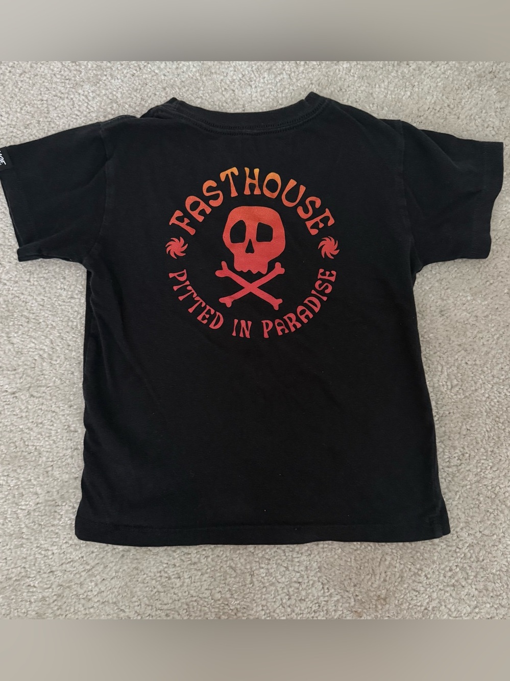 Fasthouse Kids Black Graphic Tee with Red Skull Print